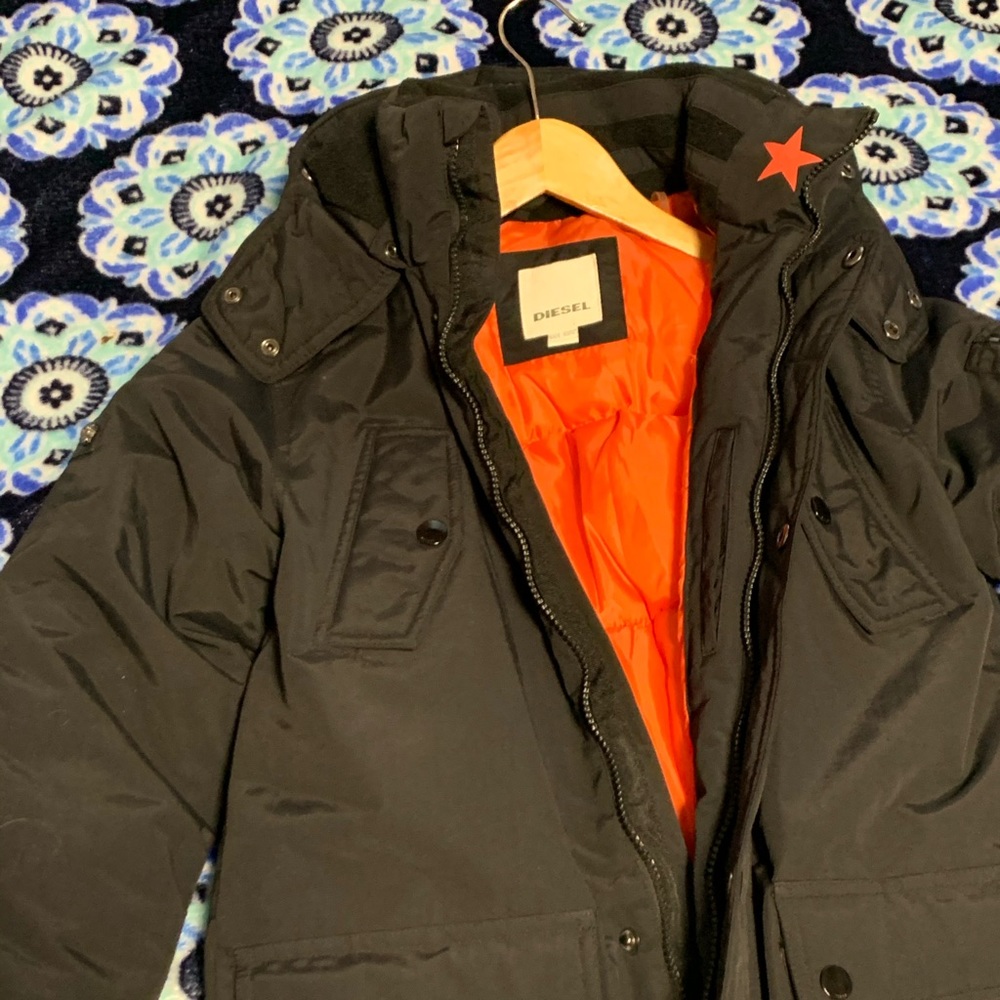 Diesel warm jacket black and nice orange